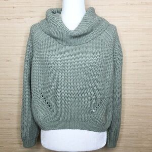 Moon & Madison Sage Green Chunky Knit Cowl Neck Pullover Sweater Size Medium